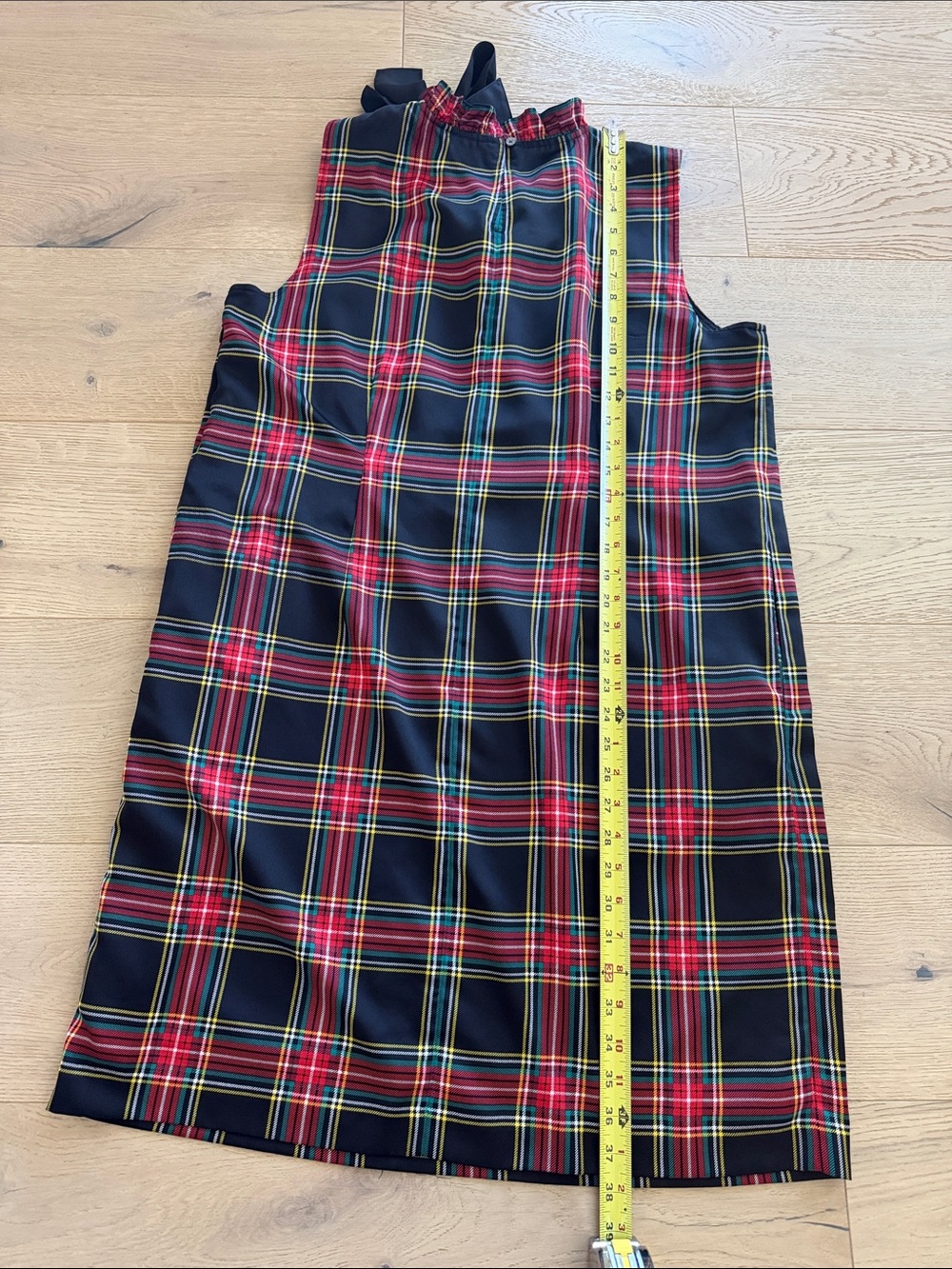 J. Crew Tartan Shift Dress Red Plaid Black Bow Neck Women's Size 14 Holiday - Picture 4 of 6